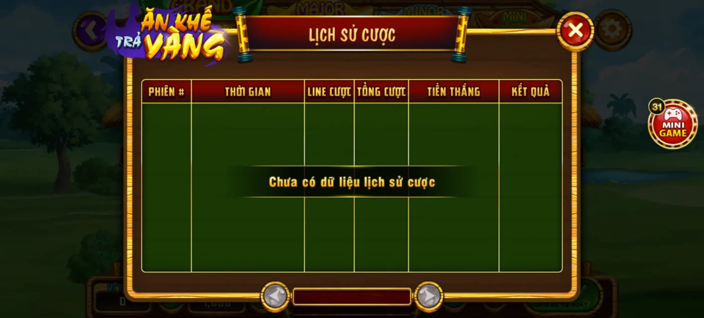 Lịch sử cược được cập nhật liên tục