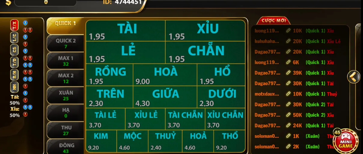 Keno tại Hit club và bảng chơi chính